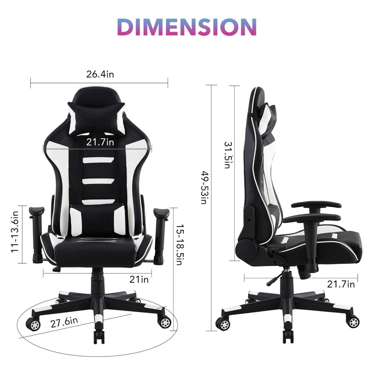 Aislinn Swivel, Adjustable Back Angle, Seat Height and Armrest Game Chair