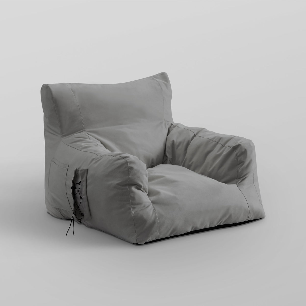 Loungie Resty Light Grey Bean Bag Lounge Chair Nylon Foam Sleeper