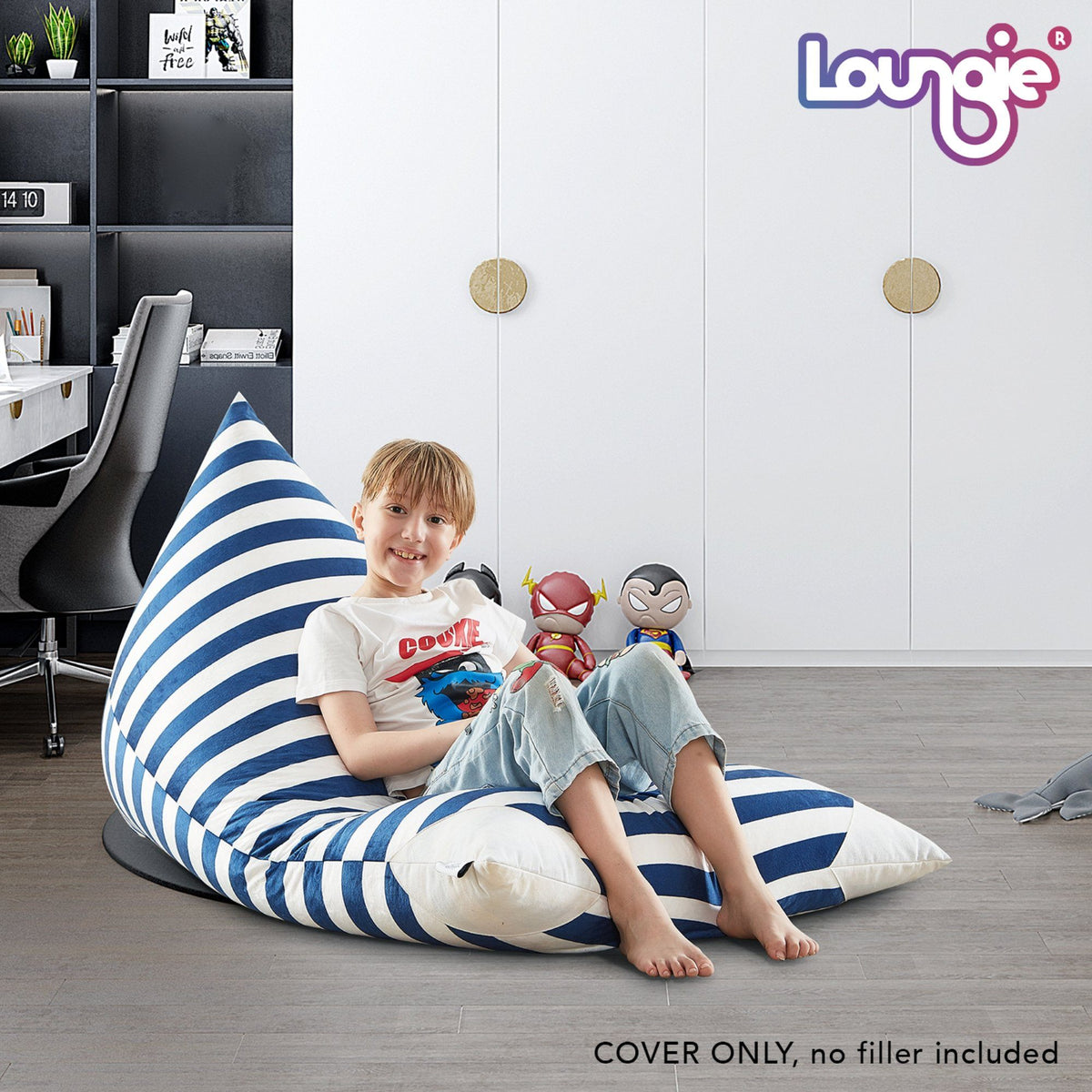 55 Bean Bag Cover Striped Navy by Loungie