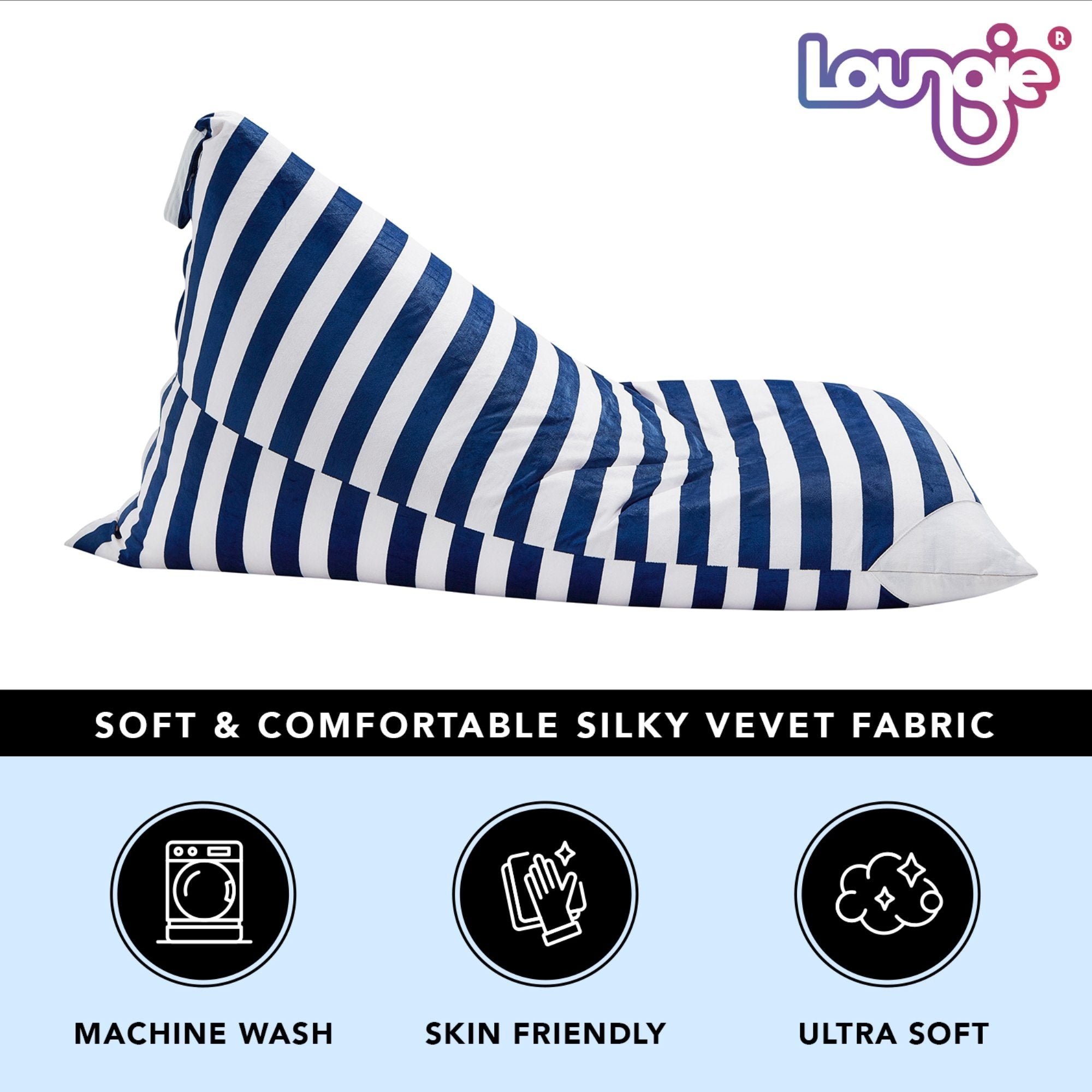 55 Bean Bag Cover Striped Navy by Loungie