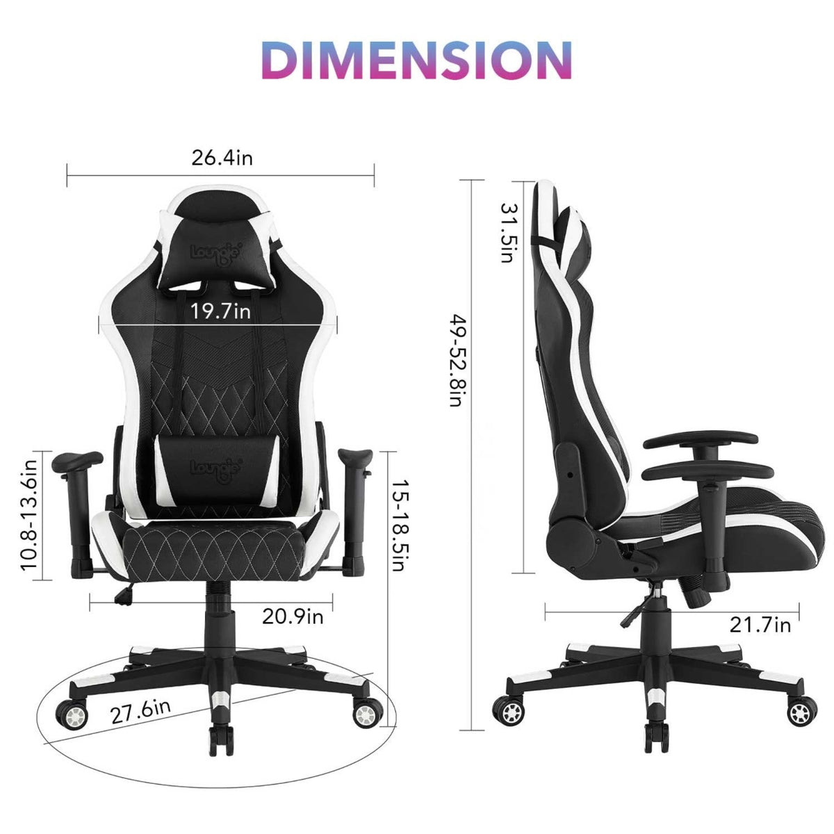 Maxton Swivel, Adjustable Back Angle, Seat Height and Armrest Game Chair