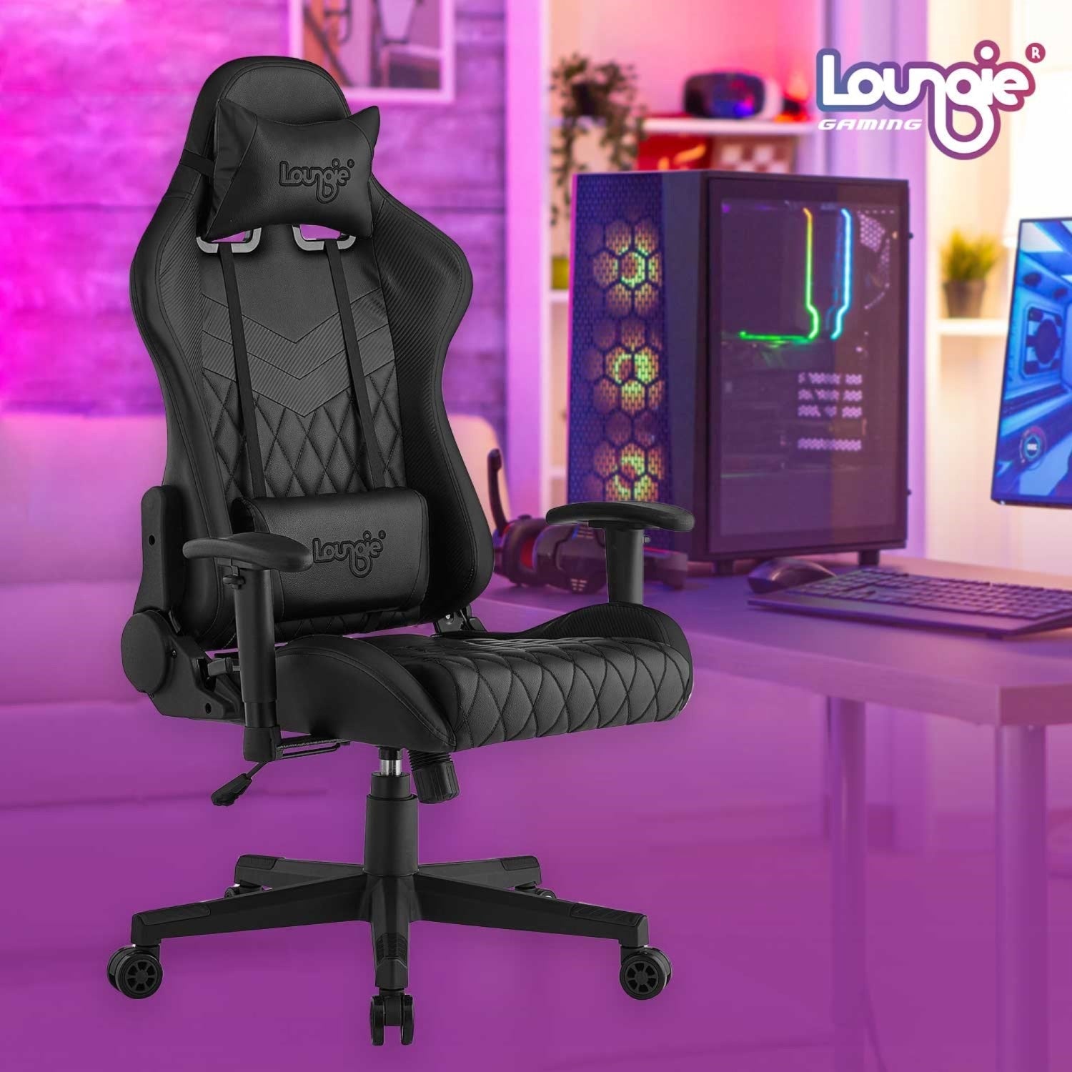 Loungie Rockme Black/Silver Gaming Chair in the Video Gaming