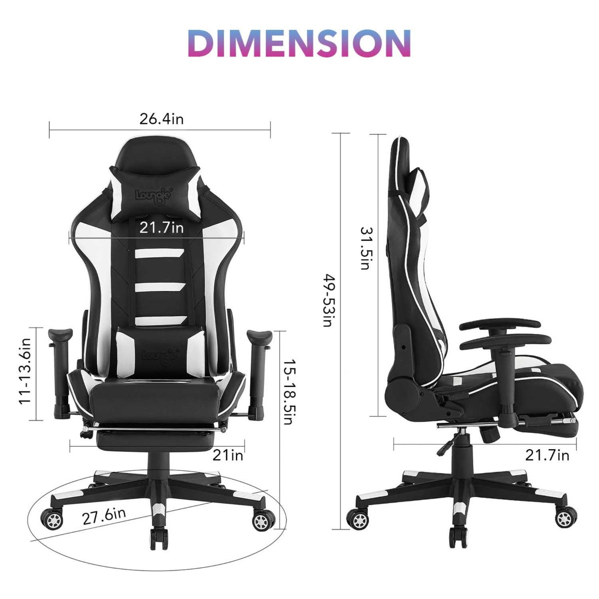 Lilia Swivel, Adjustable Back Angle, Seat Height and Armrest Game Chair