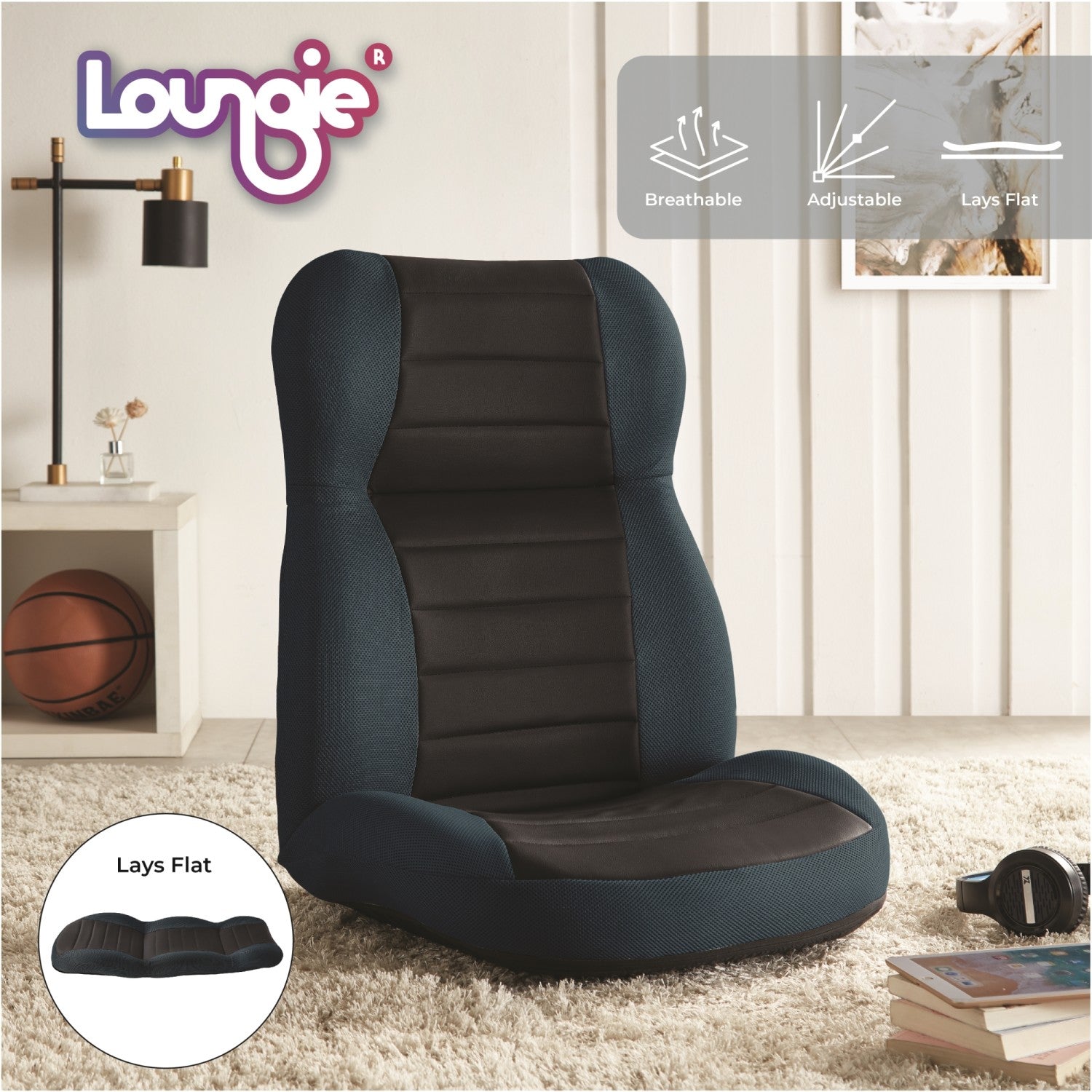 Loungie Rockme Video Gaming Rocker Chair Black/Red Nylon Gaming