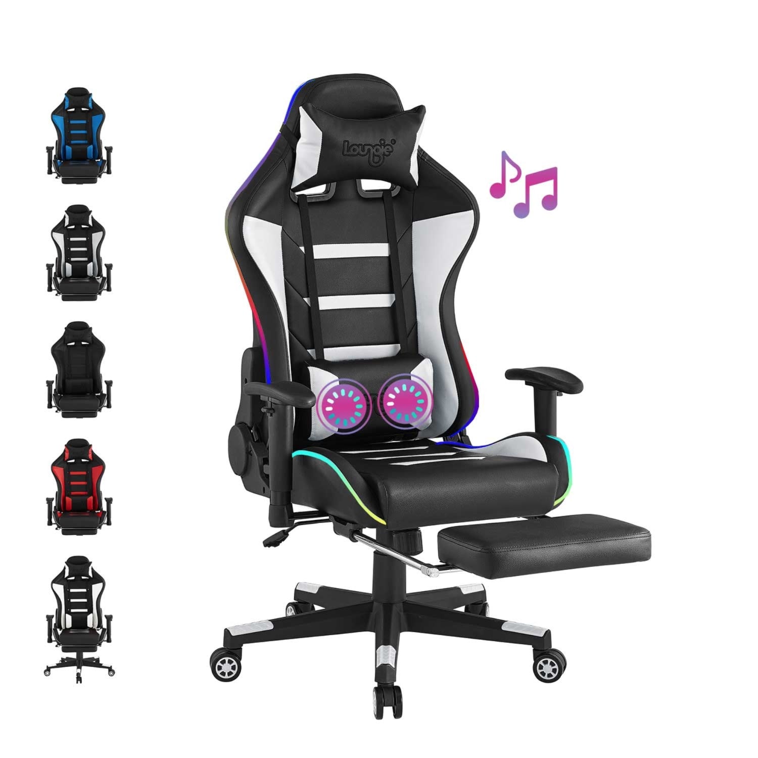 Loungie Rockme Black/Black Gaming Chair in the Video Gaming